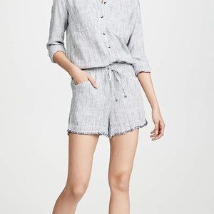 Splendid Railroad Striped Linen-Blend Romper Natural and Navy Size Large NWT